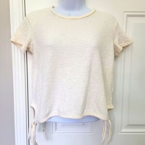 Madewell Short Sleeve Tie Sides Textured White Cropped Shirt Size Extra Small